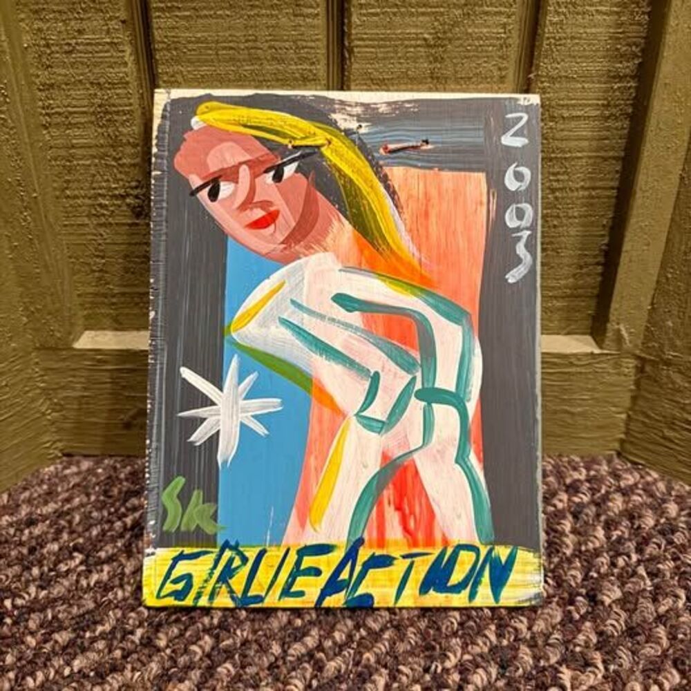 Steve Keene 'Girl Action' Original Painting on Wood